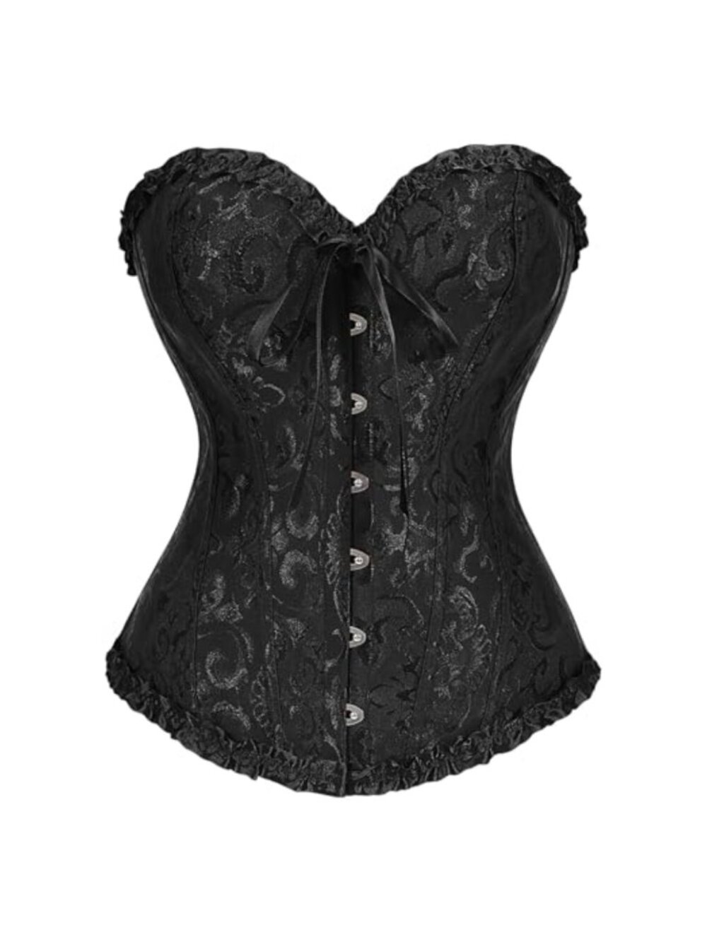 Satin Boned Overbust Bustier Corset Lace Up Waist Trainer Top